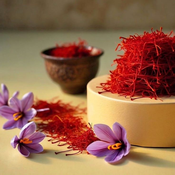 Premium saffron threads in container